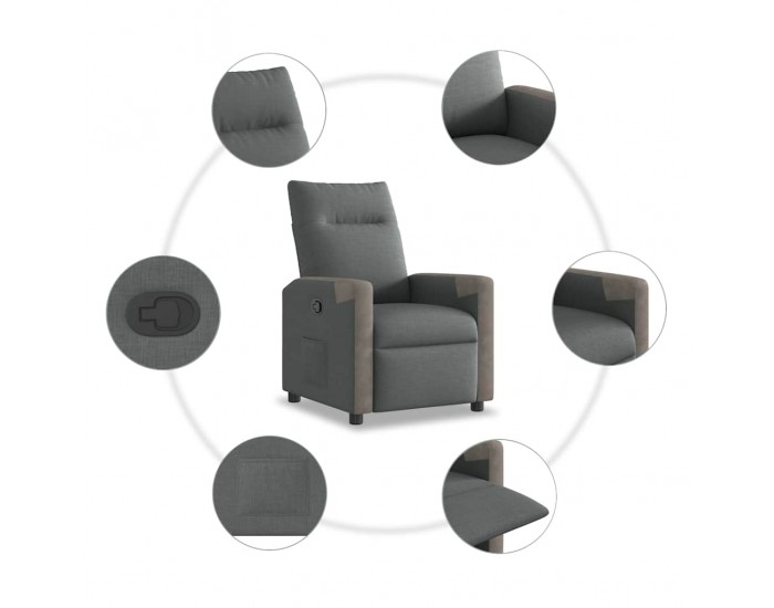 Sonata H Реклайнер, тъмносив, текстил