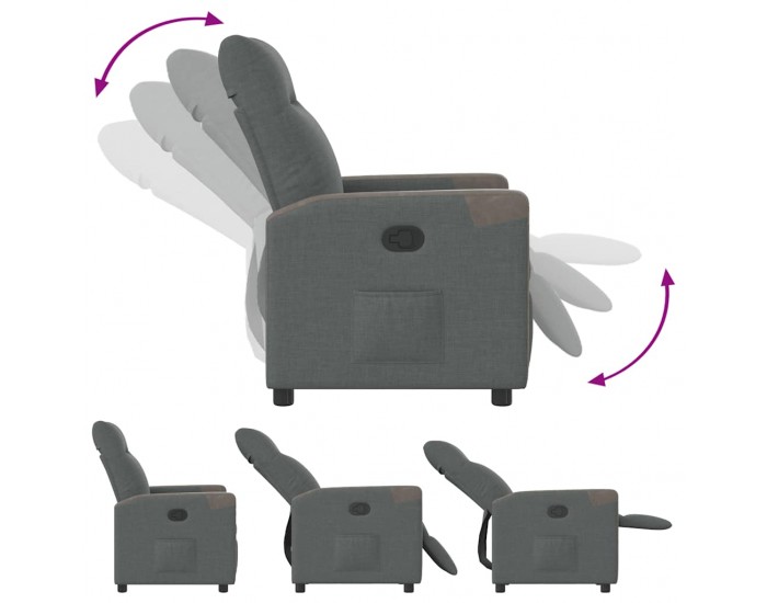 Sonata H Реклайнер, тъмносив, текстил