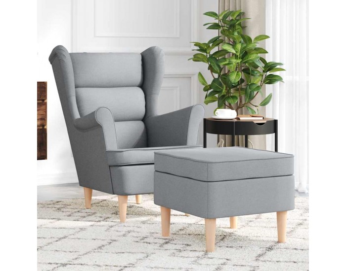 Sonata H Фотьойл с табуретка за крака, светлосив, текстил