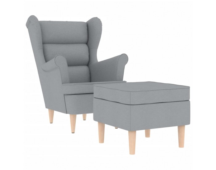 Sonata H Фотьойл с табуретка за крака, светлосив, текстил