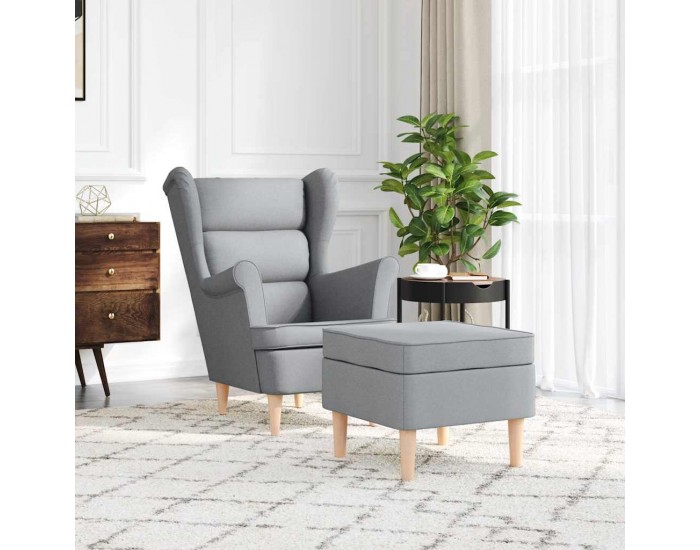 Sonata H Фотьойл с табуретка за крака, светлосив, текстил