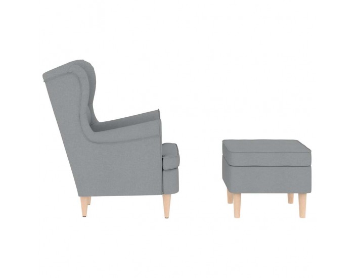 Sonata H Фотьойл с табуретка за крака, светлосив, текстил