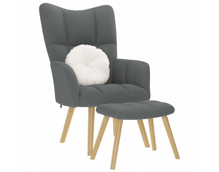 Sonata H Релакс стол с табуретка, тъмносив, текстил