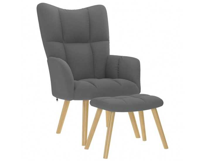 Sonata H Релакс стол с табуретка, тъмносив, текстил