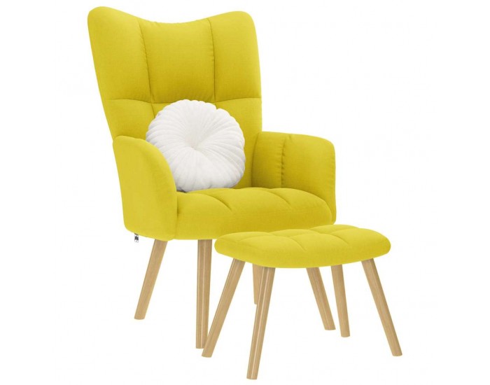 Sonata H Релаксиращ стол с табуретка, светложълто, текстил