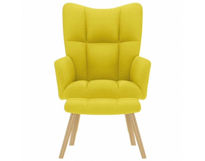 Sonata H Релаксиращ стол с табуретка, светложълто, текстил