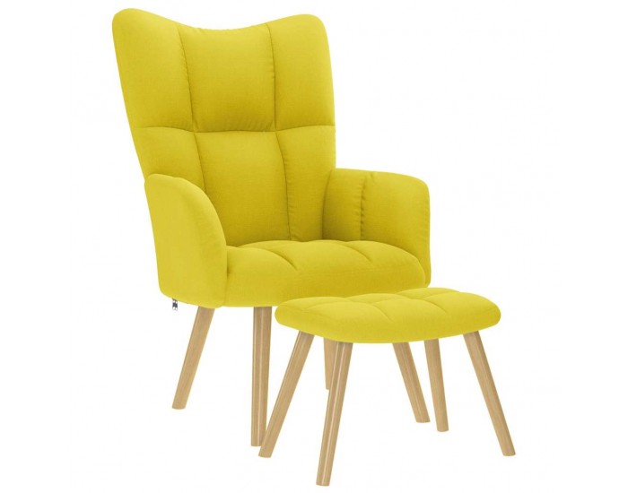 Sonata H Релаксиращ стол с табуретка, светложълто, текстил