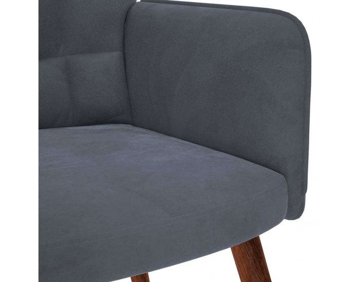 Sonata H Релаксиращ стол с табуретка, Тъмносив, кадифе