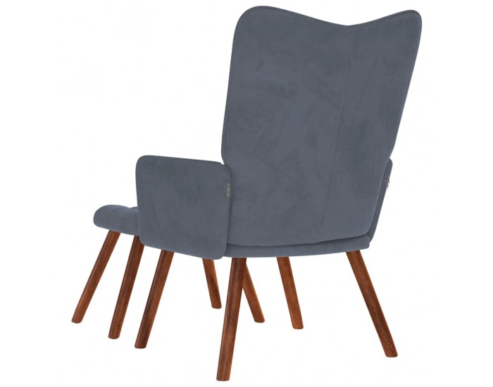 Sonata H Релаксиращ стол с табуретка, Тъмносив, кадифе