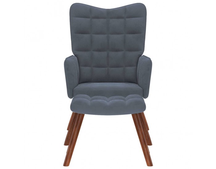 Sonata H Релаксиращ стол с табуретка, Тъмносив, кадифе