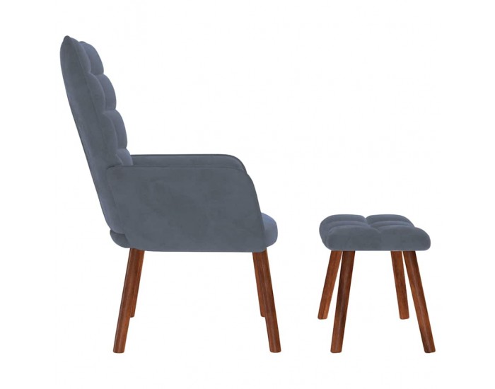 Sonata H Релаксиращ стол с табуретка, Тъмносив, кадифе