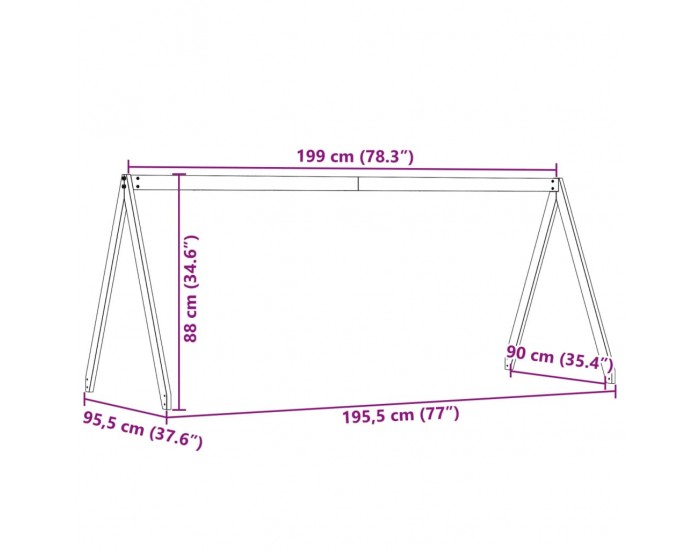 Sonata H Покрив за детско легло, бял, 199x95,5x88 см, бор масив