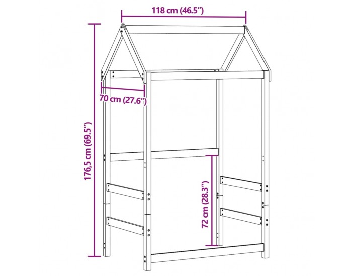Sonata H Покрив за детско легло восъчнокафяв 118x70x176,5 см бор масив Sonata H Покрив за детско легло восъчнокафяв 118x70x176,5 см бор масив