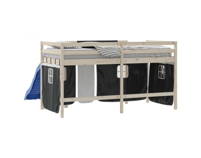 Sonata H Завеси за високо детско легло, бяло и черно, полиестер