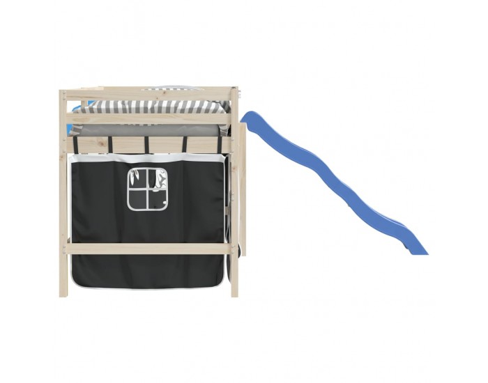 Sonata H Завеси за високо детско легло, бяло и черно, полиестер