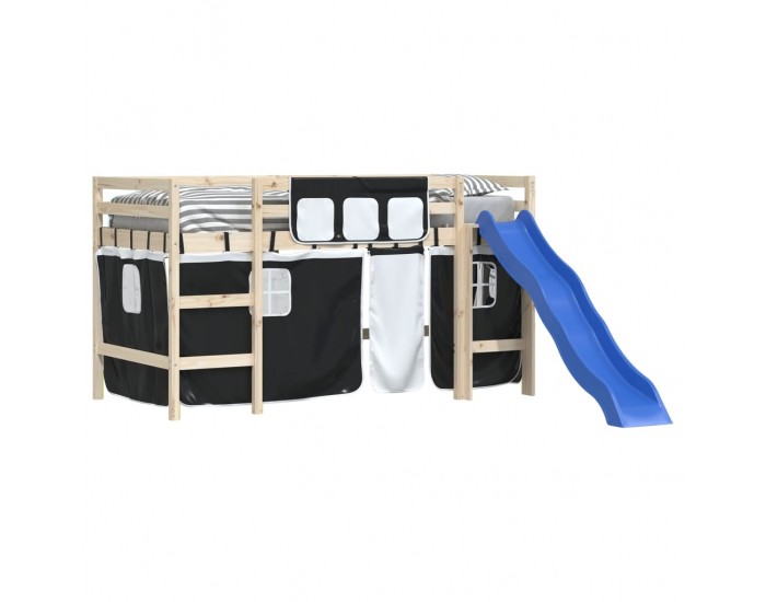 Sonata H Завеси за високо детско легло, бяло и черно, полиестер