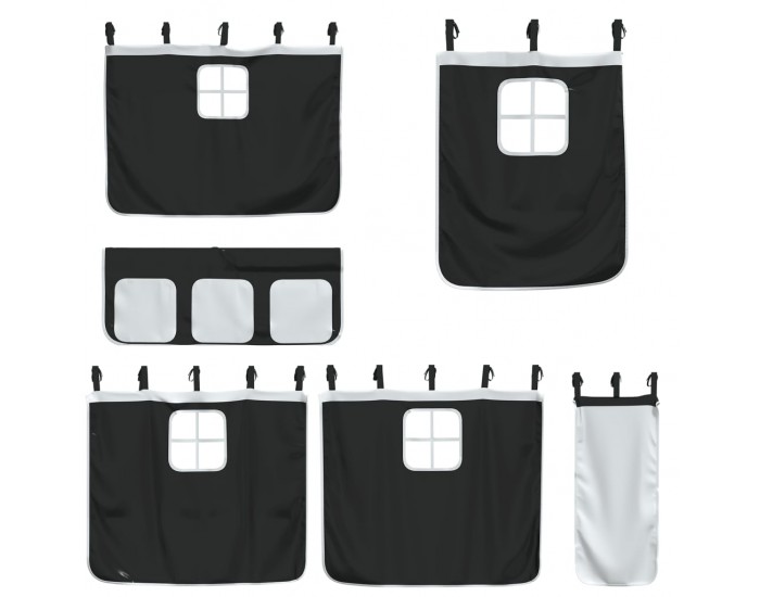 Sonata H Завеси за високо детско легло, бяло и черно, полиестер