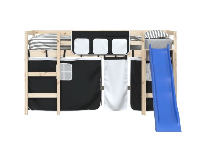 Sonata H Завеси за високо детско легло, бяло и черно, полиестер