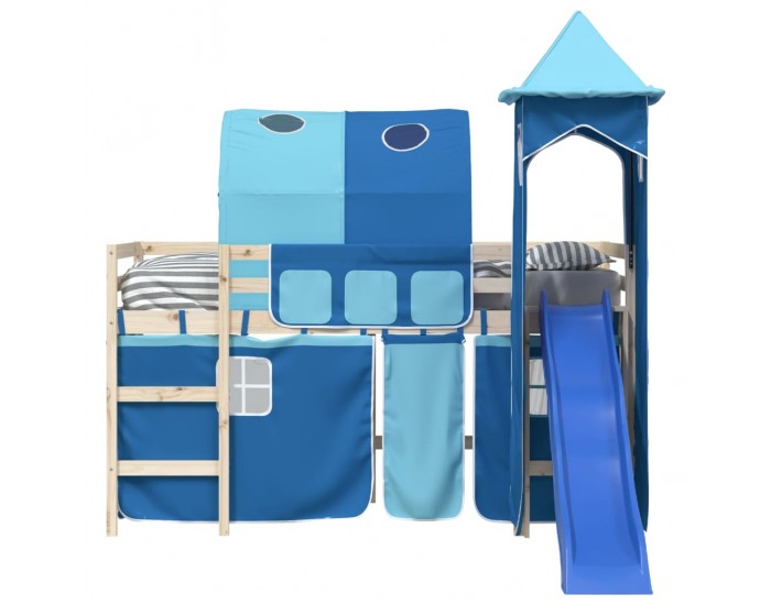 Sonata H Завеси за високо легло с тунел и кула, синьо