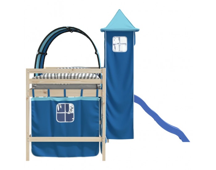 Sonata H Завеси за високо легло с тунел и кула, синьо
