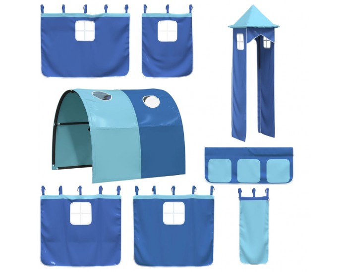 Sonata H Завеси за високо легло с тунел и кула, синьо