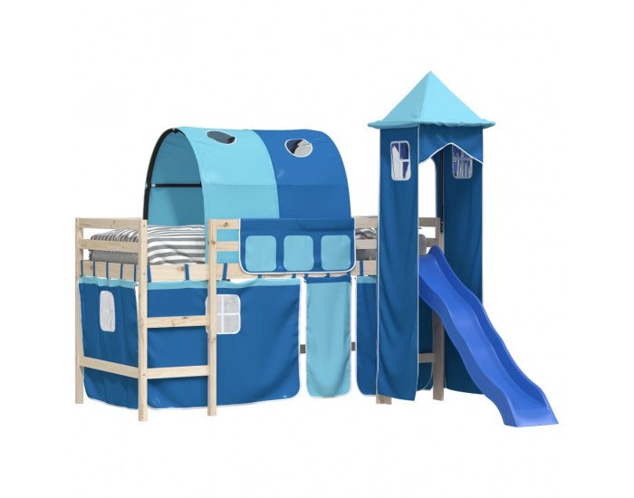 Sonata H Завеси за високо легло с тунел и кула, синьо
