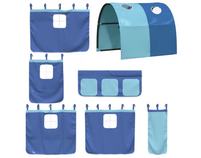 Sonata H Завеси за високо детско легло с тунел, сини, полиестер