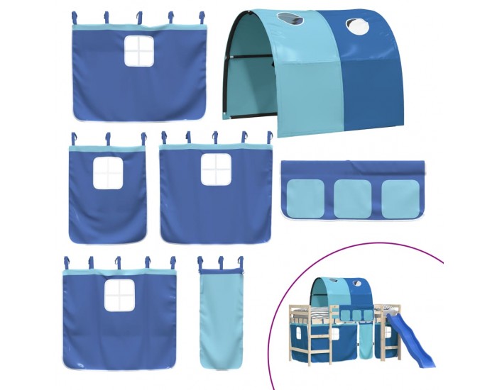 Sonata H Завеси за високо детско легло с тунел, сини, полиестер