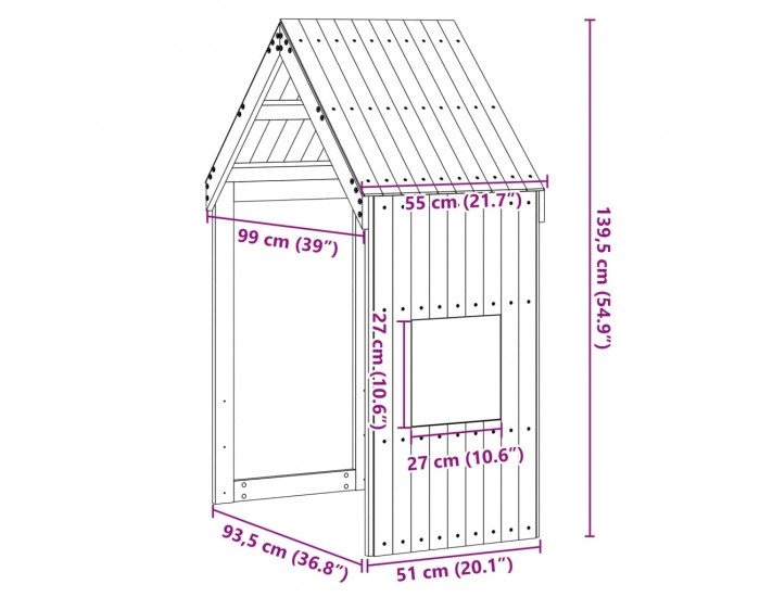 Sonata H Покрив за детско легло, 55x99x139,5 см, бор масив