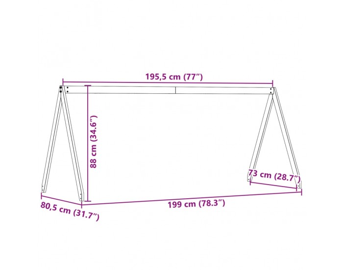 Sonata H Покрив за детско легло, бял, 199x80,5x88 см, бор масив