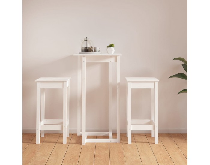 Sonata H Бар комплект от 3 части, бял, масивна борова дървесина