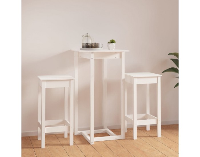 Sonata H Бар комплект от 3 части, бял, масивна борова дървесина