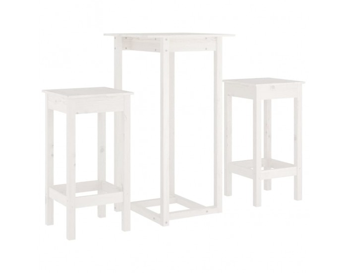 Sonata H Бар комплект от 3 части, бял, масивна борова дървесина