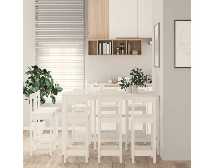 Sonata H Бар комплект от 9 части, бял, масивна борова дървесина