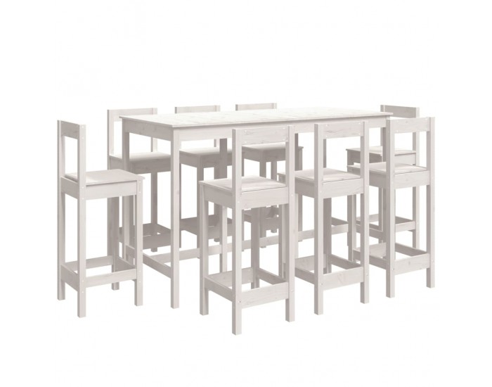 Sonata H Бар комплект от 9 части, бял, масивна борова дървесина
