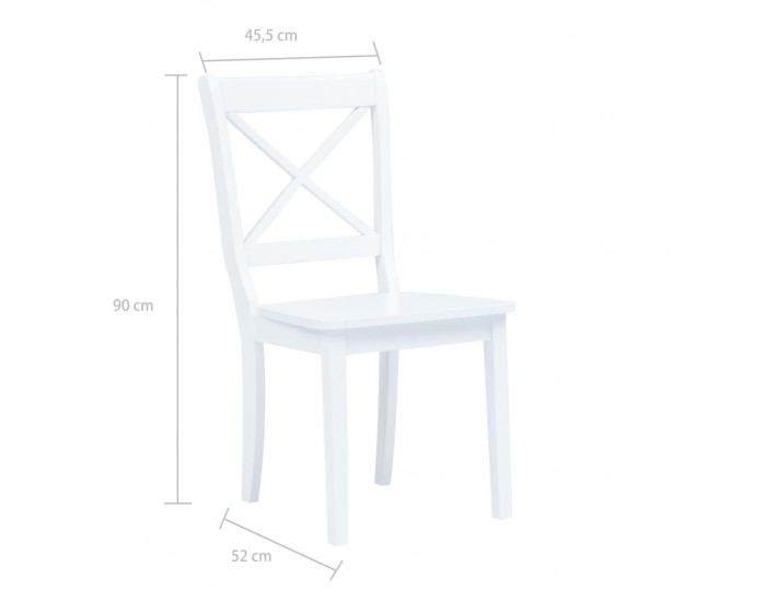 Sonata H Трапезен комплект от 5 части, масивна каучукова дървесина, бял