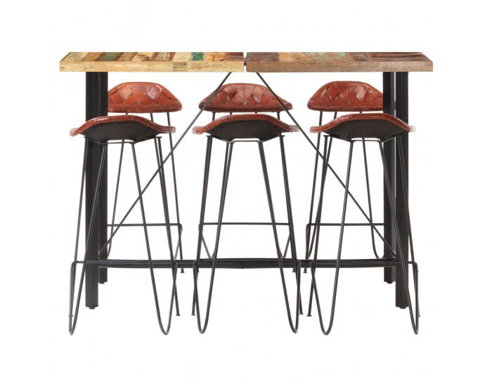 Sonata H Бар комплект 7 части регенерирано дърво масив и естествена кожа