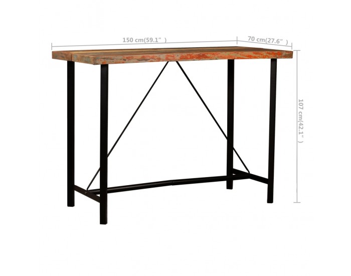 Sonata H Бар комплект 7 части регенерирано дърво масив и естествена кожа