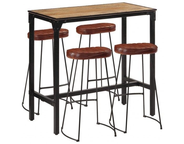 Sonata H Бар комплект от 5 части масивно грубо дърво манго и метал