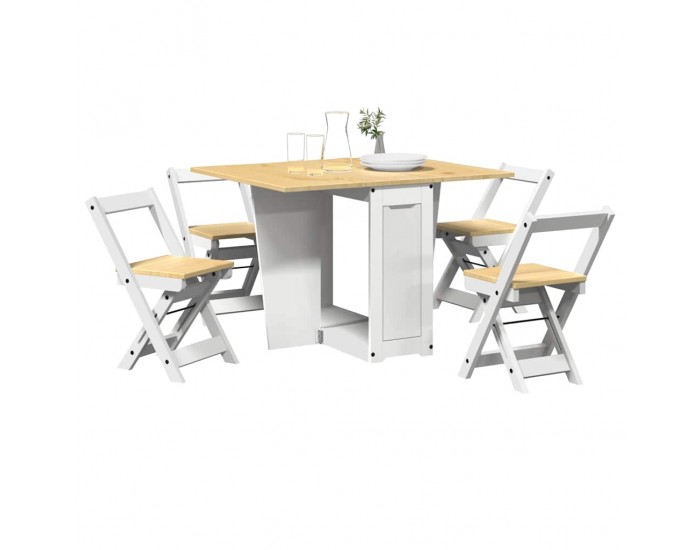 Sonata H Трапезен комплект Corona тип пеперуда 5 части сгъваем бял бор