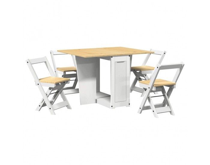 Sonata H Трапезен комплект Corona тип пеперуда 5 части сгъваем бял бор