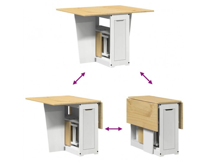 Sonata H Трапезен комплект Corona тип пеперуда 5 части сгъваем бял бор