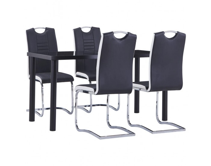 Sonata H Трапезен комплект от 5 части, изкуствена кожа, черен