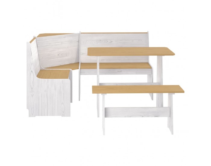 Sonata H Трапезен комплект от 3части REINE меденокафяво и бяло бор масив