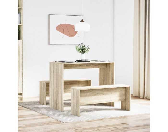 Sonata H Комплект трапезна маса и пейки, 3 части, инженерно дърво