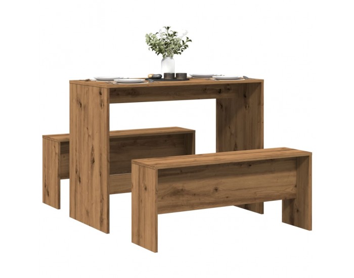 Sonata H Трапезна маса и пейки, 3 части, дъб артизан, инженерно дърво