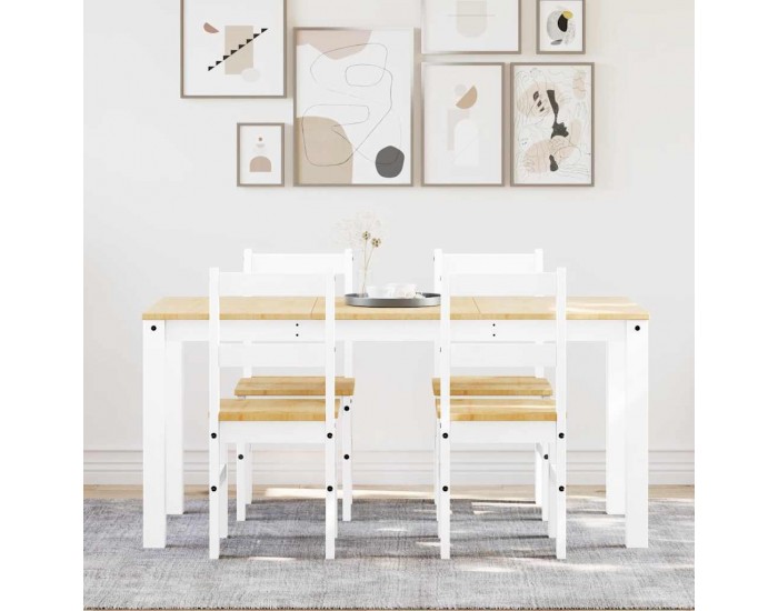 Sonata H Трапезен комплект от 5 части Panama, Бяла бор масив