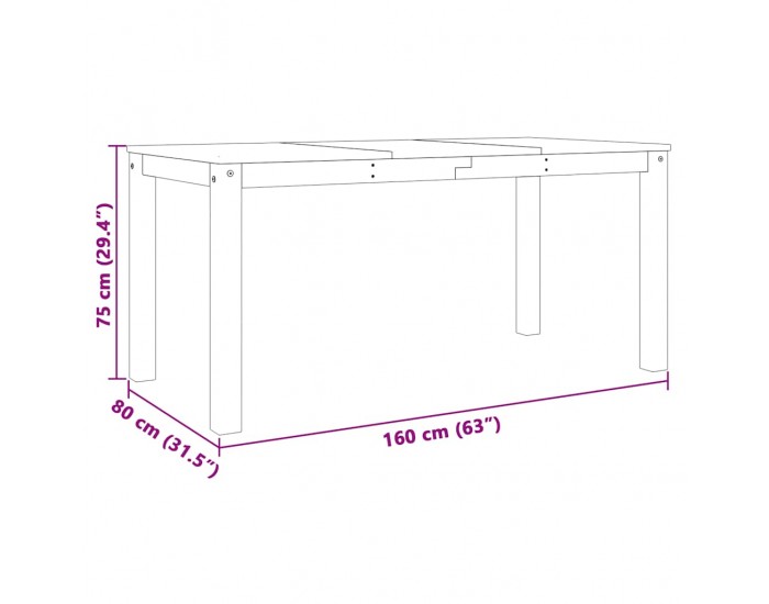 Sonata H Трапезен комплект от 5 части Panama, Бяла бор масив