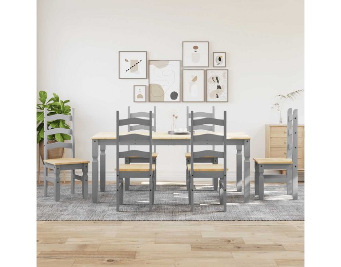 Sonata H Трапезен комплект от 7 части Panama, сив бор масив