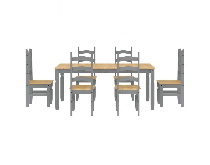 Sonata H Трапезен комплект от 7 части Panama, сив бор масив